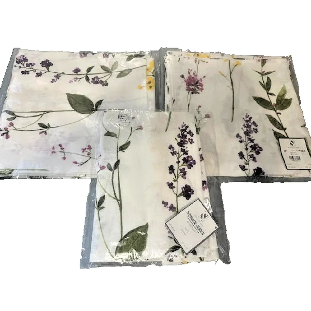 NWT Saro Lifestyle Botanical Garden 100% Linen Table Runner & 8 Napkins Floral S